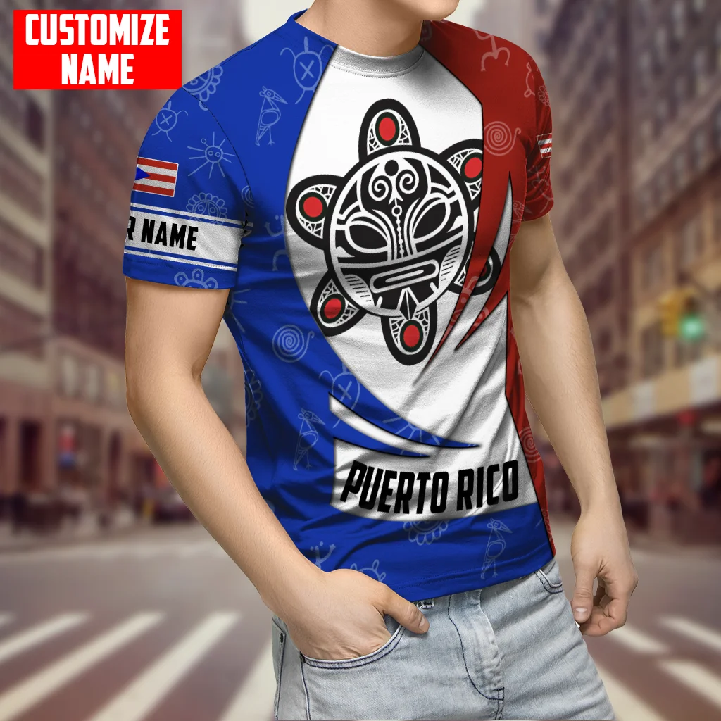 

Tessffel Newest Country Puerto Rico Caribbean Sea Camo Tattoo 3DPrint Men/Women Summer Funny Short Sleeves T-Shirts Streetwear 2