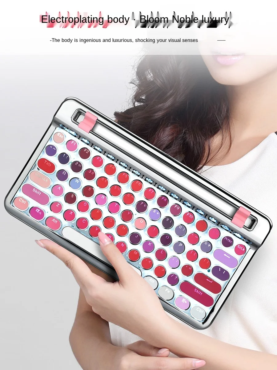 

Bluetooth Wireless Mechanical Keyboard Retro Creative Mobile Phone Lipstick Girl Heart Typewriter Girl Cute