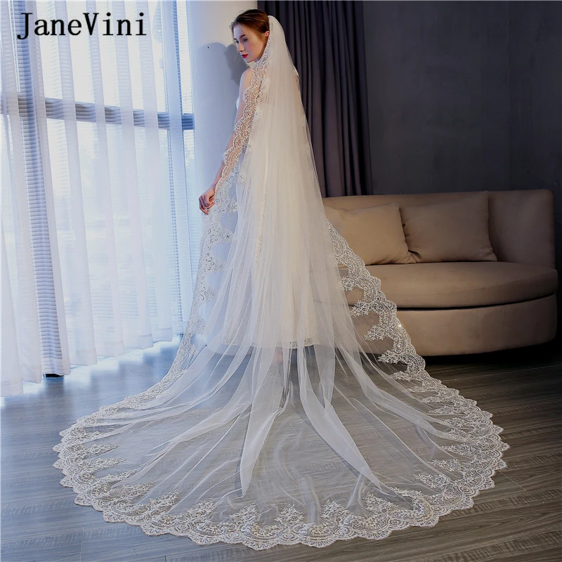 Роскошная длинная Однослойная Фата с гребнем и блестками 3 м|Свадебные вуали| |