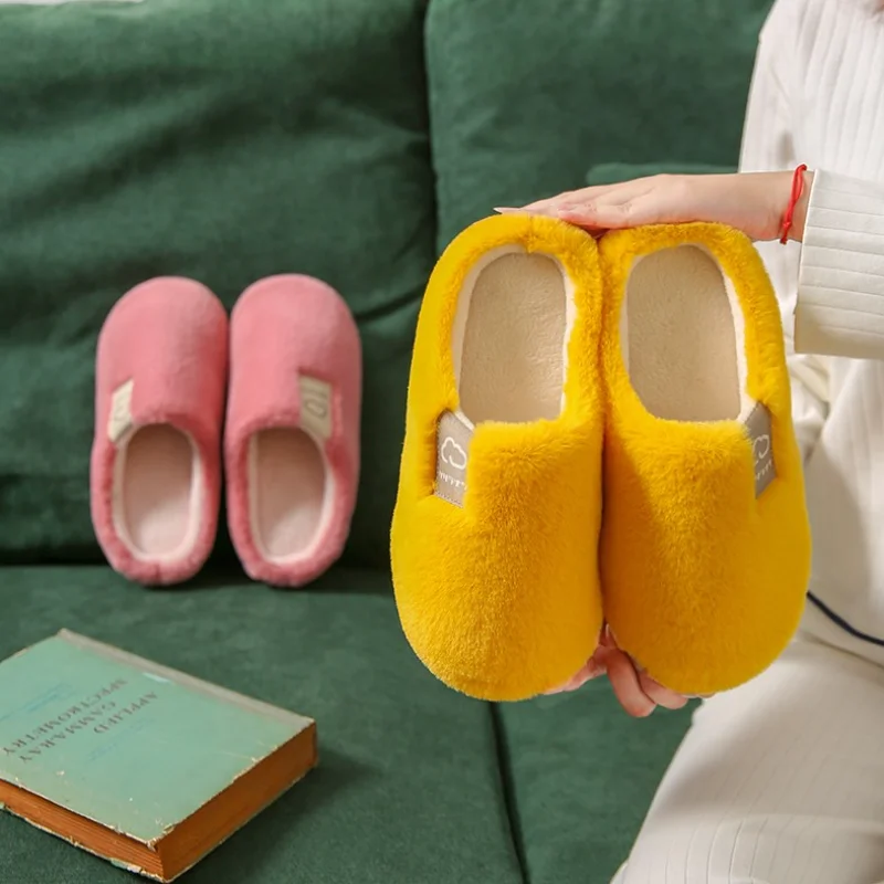 

New Cotton Slippers Women Winter Outdoor Couple Cold-Proof Casual Shoes Couple Plush Comfortable Warm Man Footwear Big Size