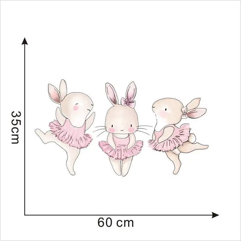 

Cartoon happy rabbit wall stickers for baby room removable cute animal nursery school wall decals