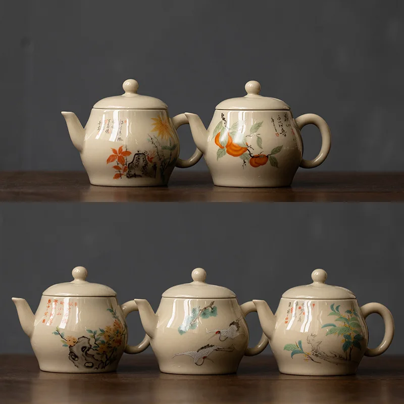 

Plant ash teapot single pot teapot ceramic tea set filter ball hole kung fu tea set household of Chinese style Drinkware