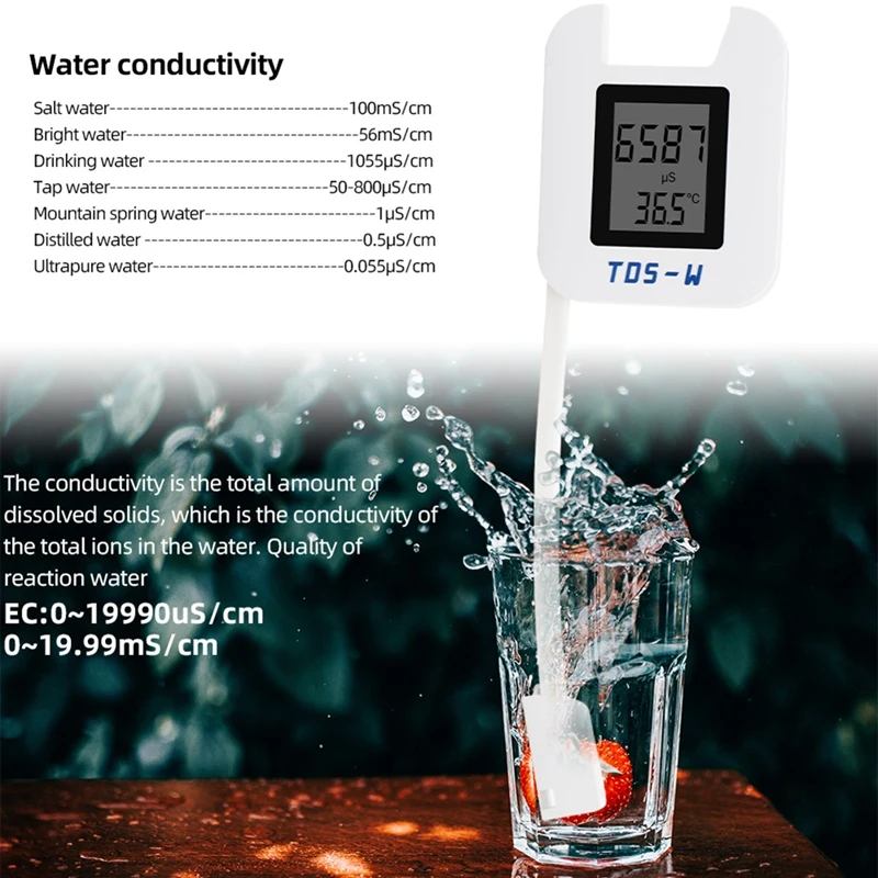 

TDS-W TDS Tester EC TEMP Meter Digital Water Quality Monitor EC Meter TDS Instrument for Pools Drinking Water Aquariums