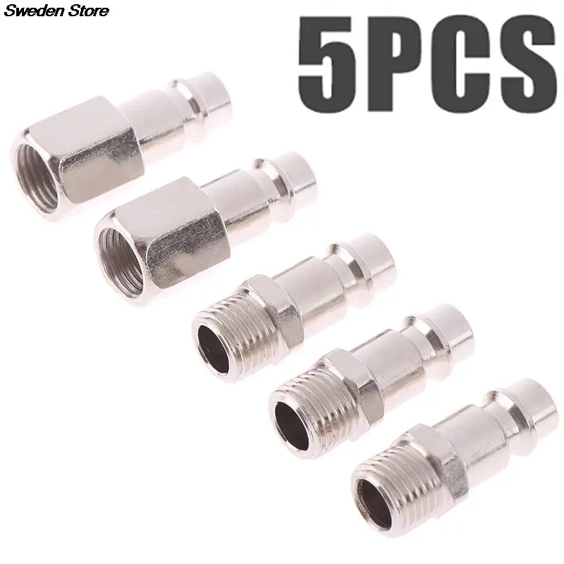5 шт. 1/4 &quotBSP Femal/Male Air Line Шланг Компрессора соединители серебряные евро мужские