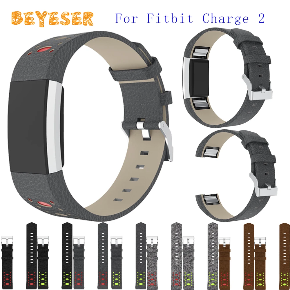 Новый двухцветный ремешок из натуральной кожи для смарт-часов Fitbit Charge 2 браслет