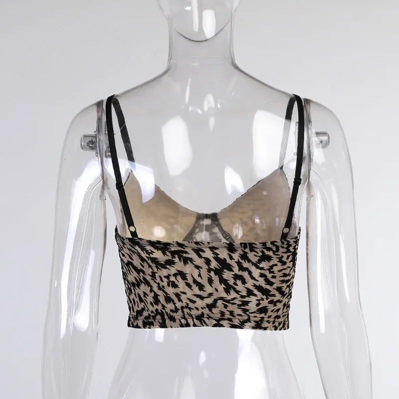 

LALUMAI women's vest Deep V leopard print style spring summer sexy trend navel tight comfortable small sling vest short Camisole