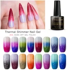 Гель-лак для ногтей, меняющий цвет, цвет радуги, голографический Лак Блеск, температура гель для изменения цвета, удаляемый замачиванием, верхнее УФ-покрытие