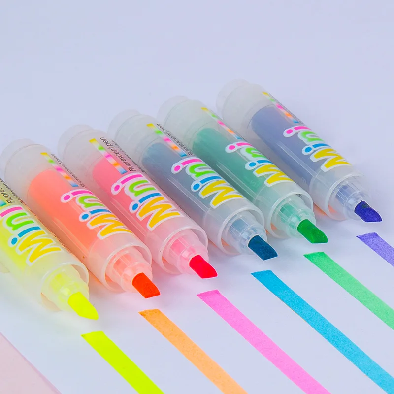 

6pcs/pack Mini Fluorescent Pen Portable Markers Kawaii Highlighter Pen Set Drawing Art Kids Gift Cute Stationery School Supplies