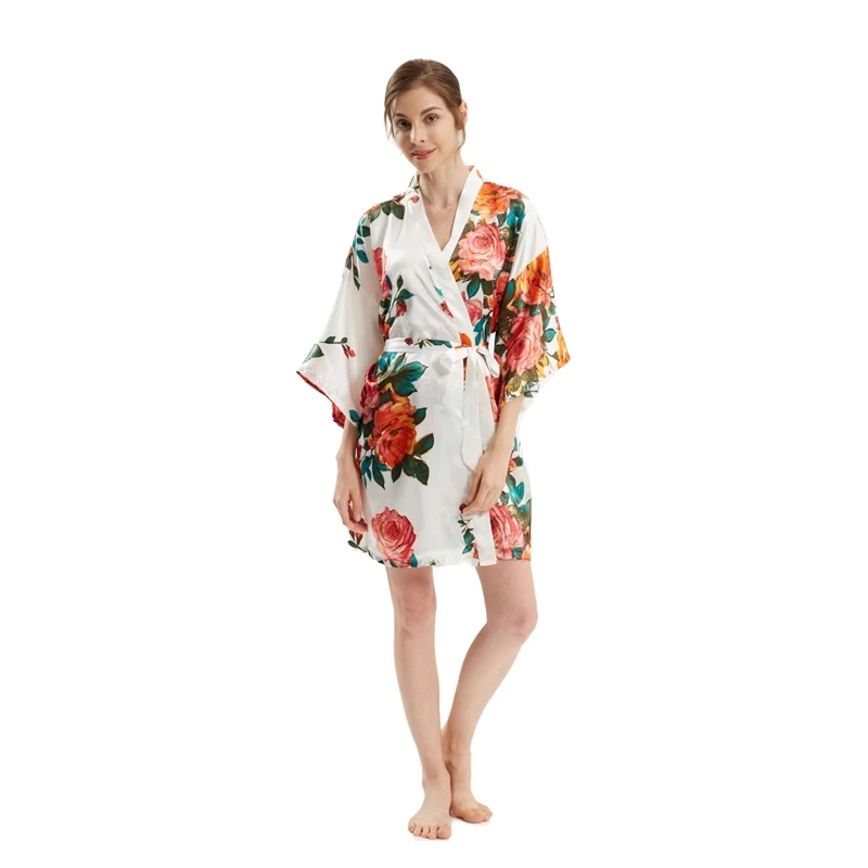 

Spring And Summer Women's Pajamas Nightgown Hand-painted Peony Bridal Nightgown Dressing Gown Bathrobe Cardigan Japanese Kimono
