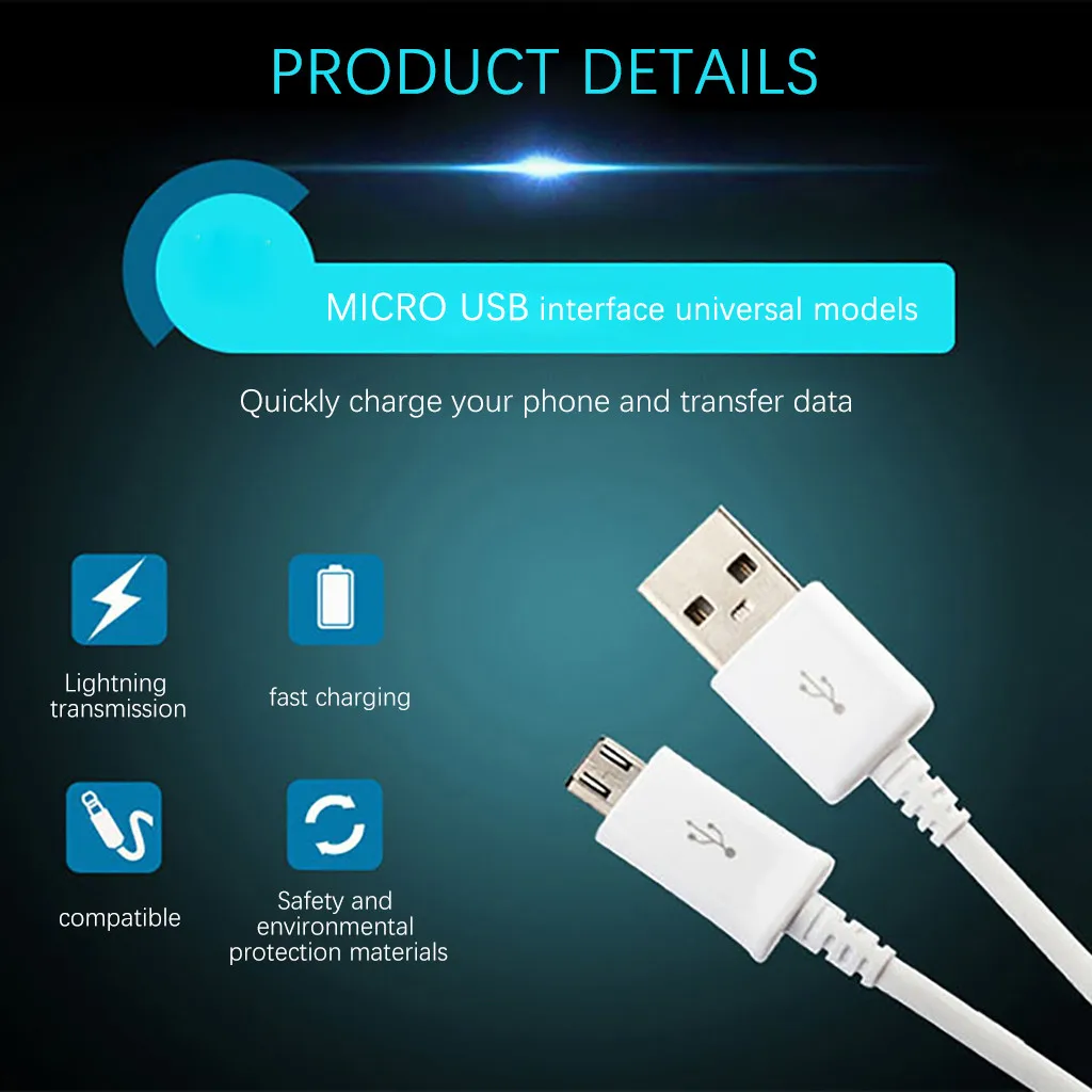 Micro USB кабель для передачи данных Samsung и других телефонов Android зарядное устройство