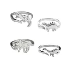 Новинка 2021, модные кольца в виде динозавра, ювелирное изделие в виде тираннозавра, Стегозавра, милое открытое регулируемое кольцо в виде животного, подарки для вечеринки, женские кольца