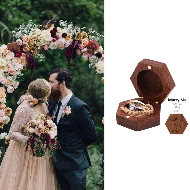 

Wood Ring Bearer Box Wedding Engagement Ring Holder Box Jewelry Box Favor Gift R7RF