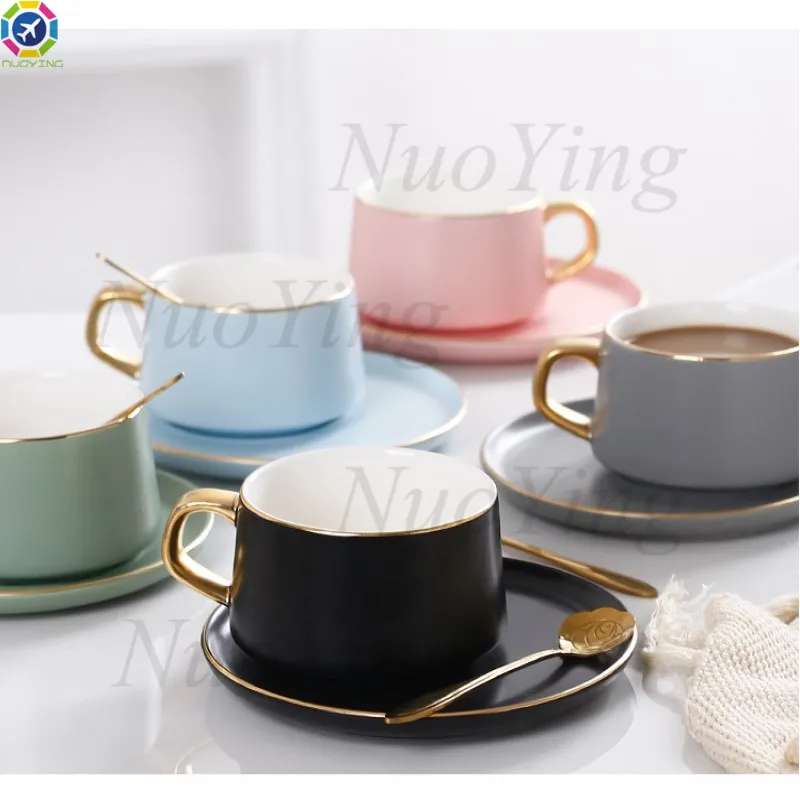 Керамическая кофейная чашка и блюдце Macaron в скандинавском стиле простой домашний
