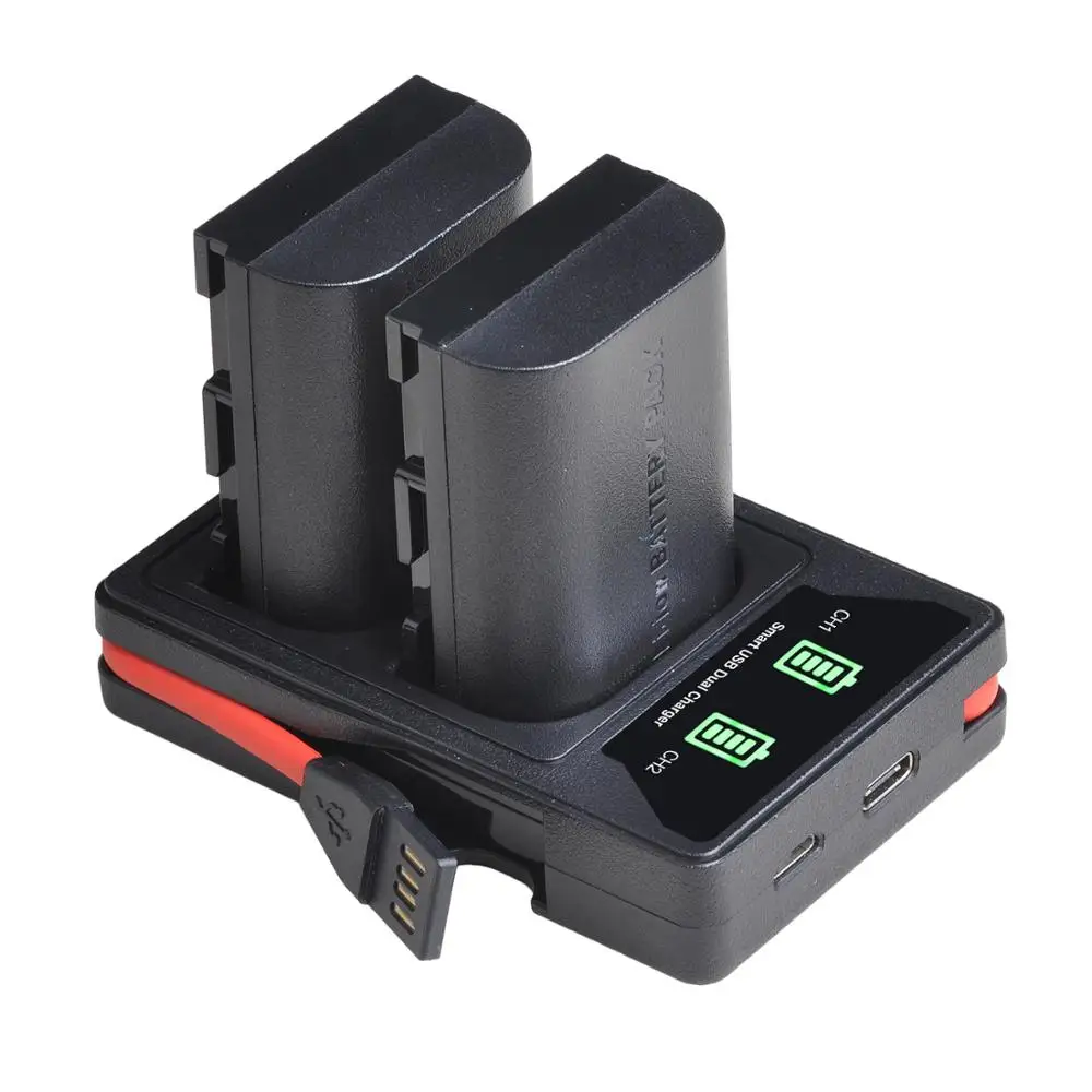 Аккумулятор LP E6 LPE6 2 шт. двойное зарядное устройство USB светодиодный кой и портом