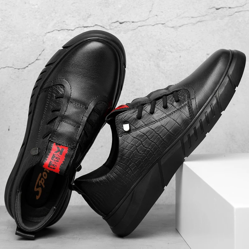 100% Genuine Leather Casual Shoes Men Fashion Autumn Flats Plus Size 46 Board | Обувь