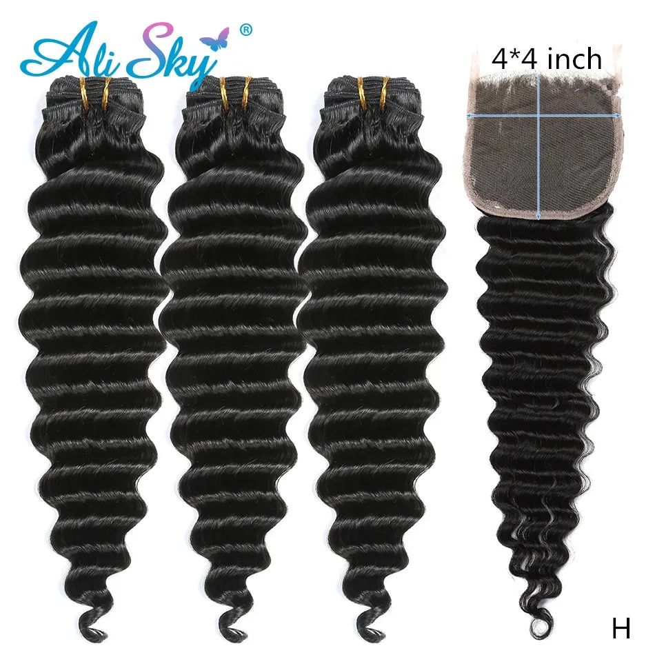 

Deep Wave Bundles With Closure Brazilian Hair Weave Bundles Remy Human Hair 4 Bundles With Lace Closure Human Hair Extensions