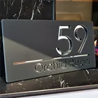 Современный домашний знак с цифрами на заказ, серый акриловый зеркальный номер, алюминиево-пластиковая панель