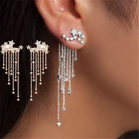 elegant star tassel earrings for women girls fashion jewelry for party wedding gold silver long tassel statement earrings