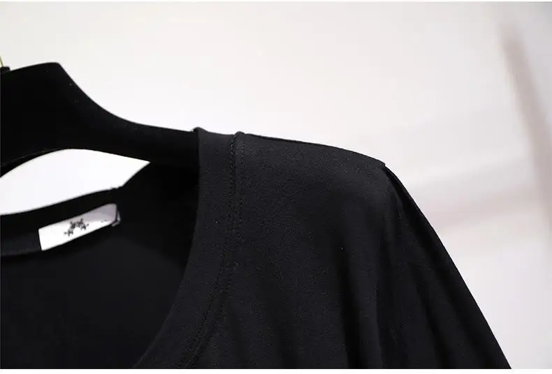 2XL-6XL женское осеннее платье большого размера Повседневное платье в горошек с длинными рукавами Черное лоскутное 5XL Большие размеры; для офиса женские платья