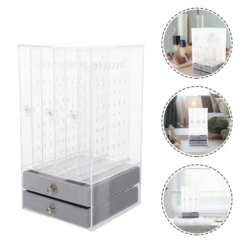 

1 Set of Earring Displaying Rack Household Jewelry Holder Desktop Storage Box