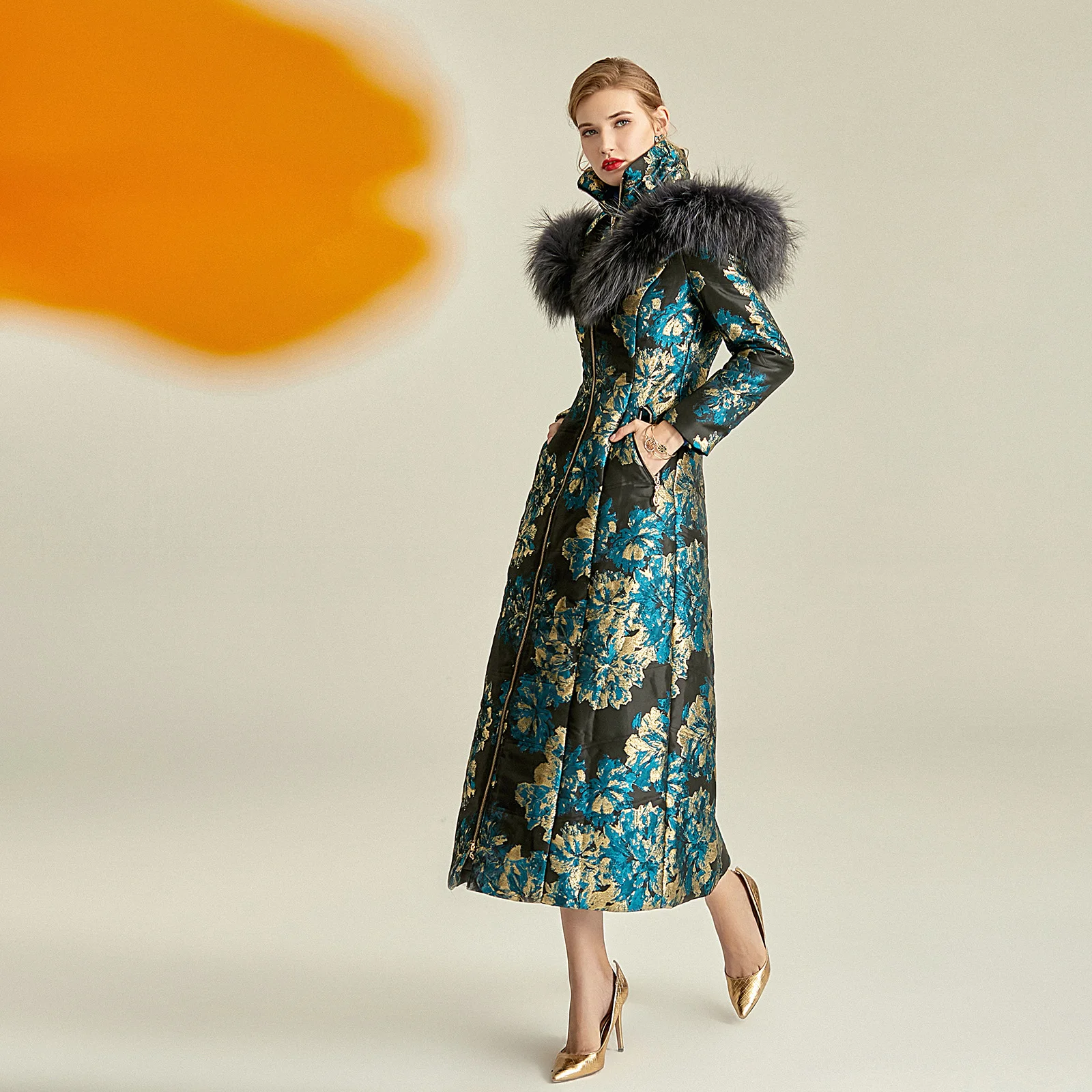 Xlong благородный жаккардовый женский зимний жакет 2020 новый большой меховой