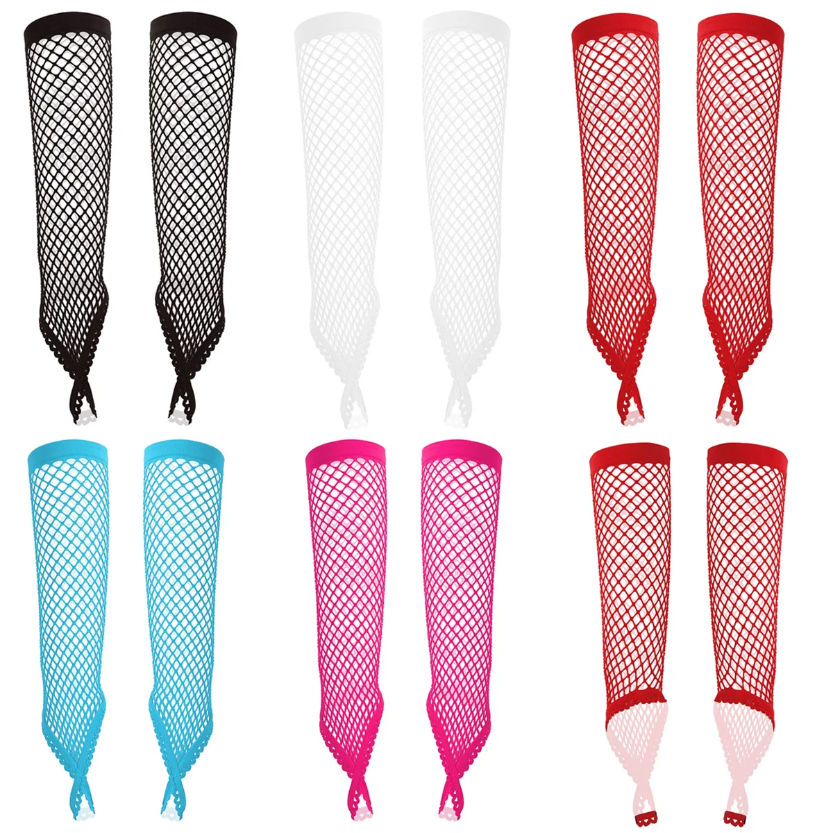 

Women Fingerless See Through Elbow Length Long Fishnet Gloves with Finger Loop Sexy Mittens Night Club Party Rave Accessories