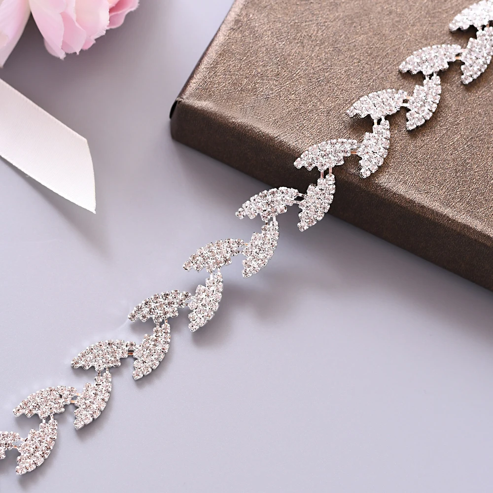 

TRiXY S198-S Wedding Belts for Women Bridal Sash Silver Leaf Belt Wedding Dress Accessories Bride Waist Wedding Sash Bridal