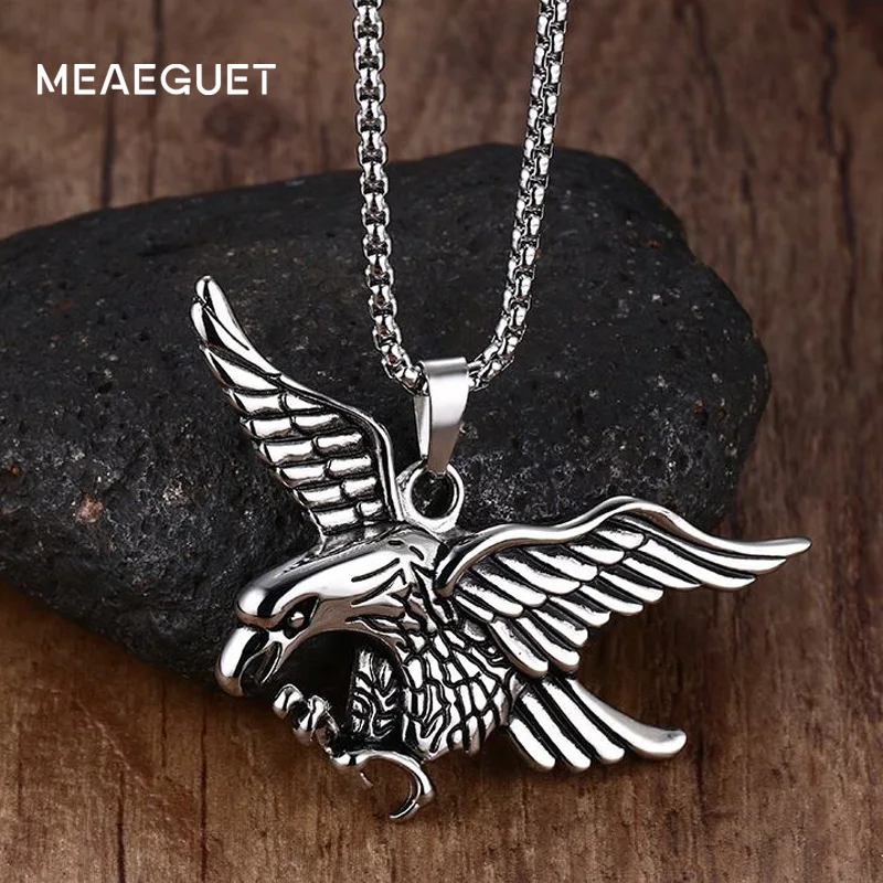 Meaeguet Панк Орел ожерелье массивные ювелирные изделия из нержавеющей стали цепь