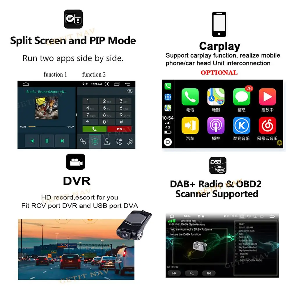 Автомобильный мультимедийный радиоприемник DSP IPS 8 ''Android 10 для