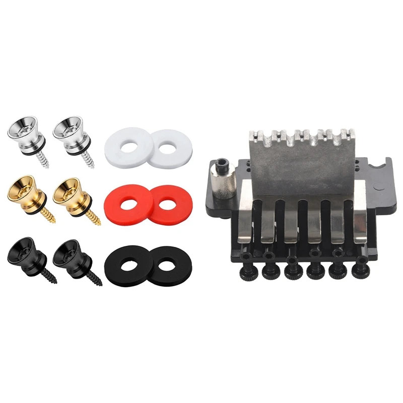 

Electric Guitar Tremolo Bridge Systems with Logo Double Locking Edge with 3 Pair Guitar Strap Buttons End Pins