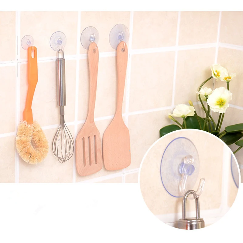 

10PCS Strong Transparent Suction Cup Sucker Wall Hooks Hanger Kitchen Bathroom Suction Cup Suckers Accessorie