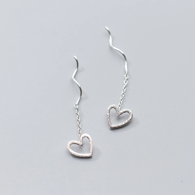 Женские серьги подвески из серебра 100% пробы в форме сердца|Серьги-подвески| |