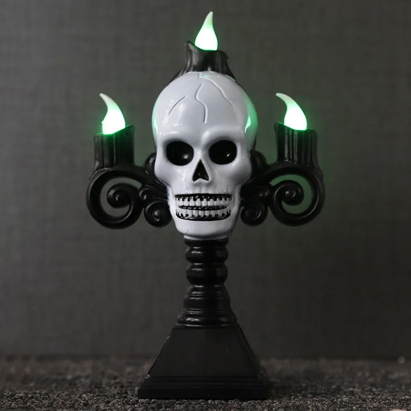 

Halloween Horror Ghost Skeleton Head LED Electric Candle Light KTV Bar Home Party Decor Lamp Haunted House Decoration Ornaments