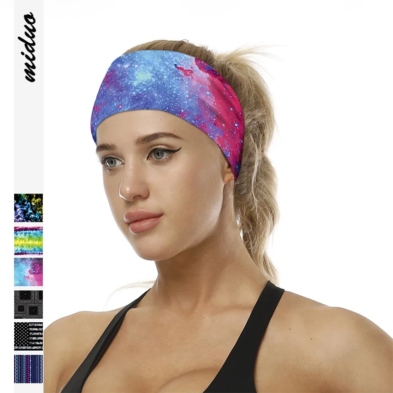 

Starry Sky Digital Print Cycling Yoga Sport Sweat Headbands Sweatbands Breathable Headband Yoga Hair HeadBands