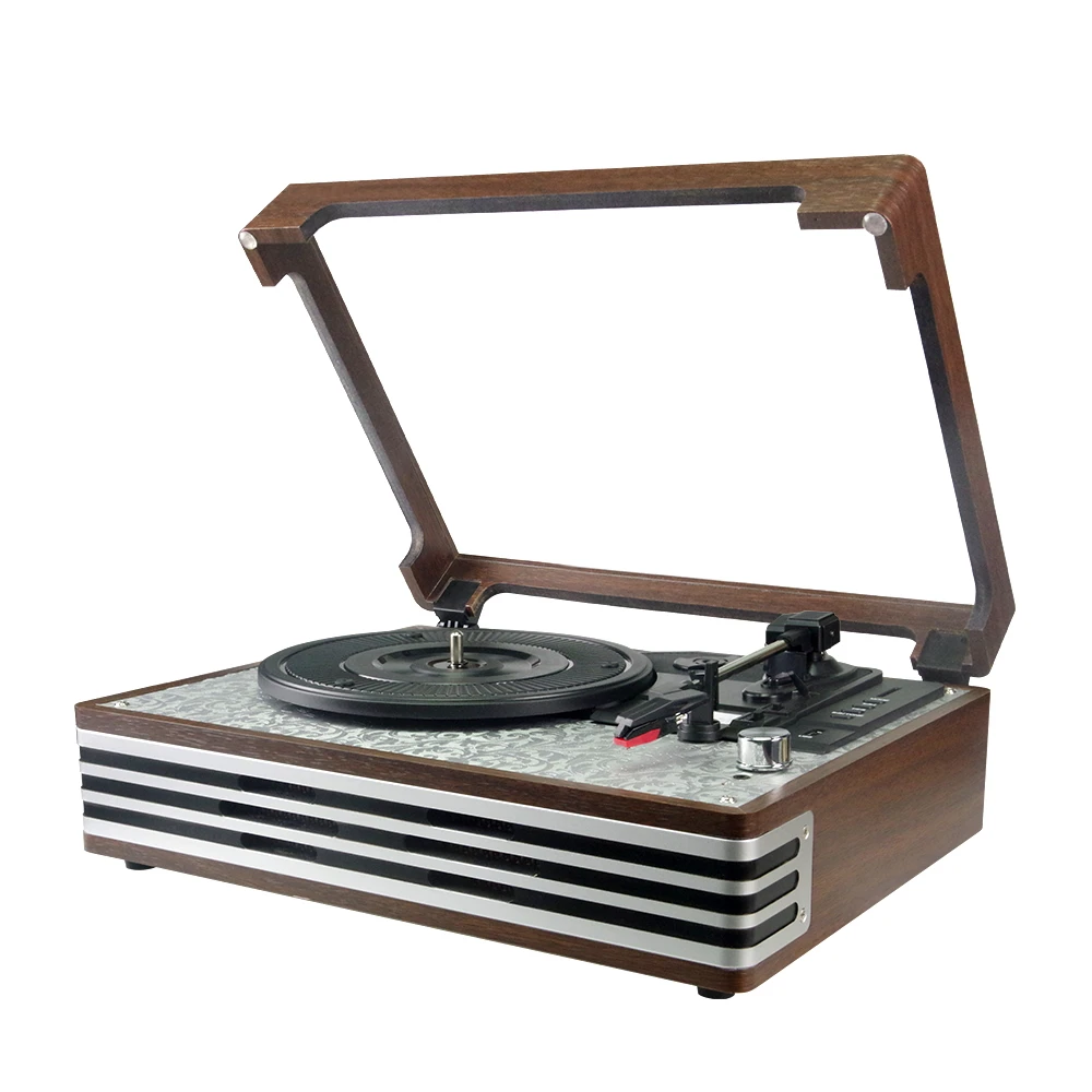 

TOCADISCOS de vinilo Retro, reproductor de discos portátil con juego inalámbrico, fonógrafo antiguo, nuevo diseño moderno