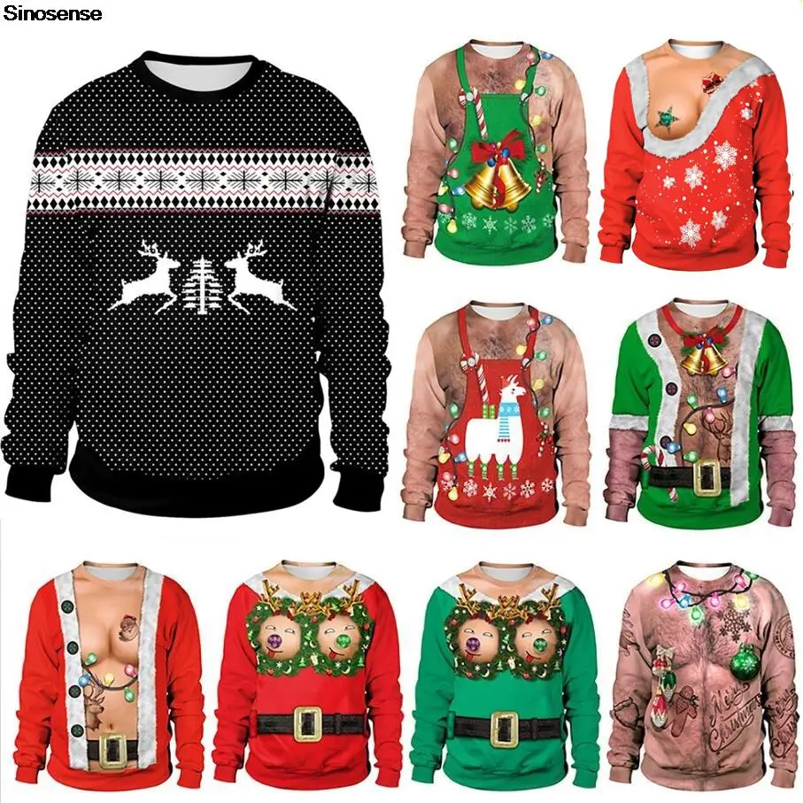 

Женский и мужской Рождественский свитер с 3D принтом, Осень-зима