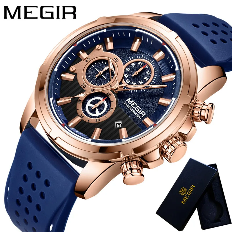 MEGIR часы мужские водонепроницаемые Хронограф военные армейские лучший бренд