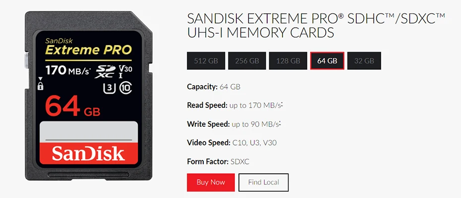 Sd-карта SanDisk Extreme Pro, 32 ГБ, 64 ГБ, 128 ГБ, 256 ГБ, SDHC, SDXC, UHS-I, класс 10, 95 м/с, Поддержка карт памяти V30, 4K для цифровой камеры