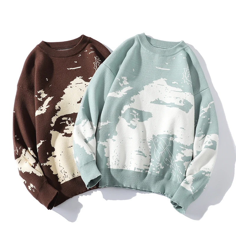 

Fashion O-NECK Sweater Men'S Print HIP HOP Streetwear Pull OverSized 7XL 6XL 2021 Long Sleeves Pullover For Autumn Spring