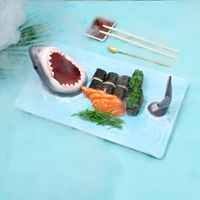 ceramic sushi plate shark shape rectangle cheese board dining table kitchen decoration cute tableware fashion