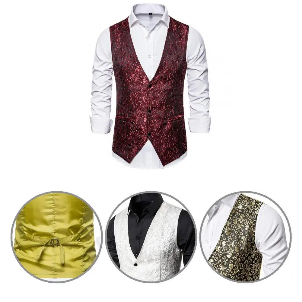 

Popular Men Suit Vest Jacquard Spring Autumn Charm V Neck Suit Vest Men Vest Stage Costumes Vest