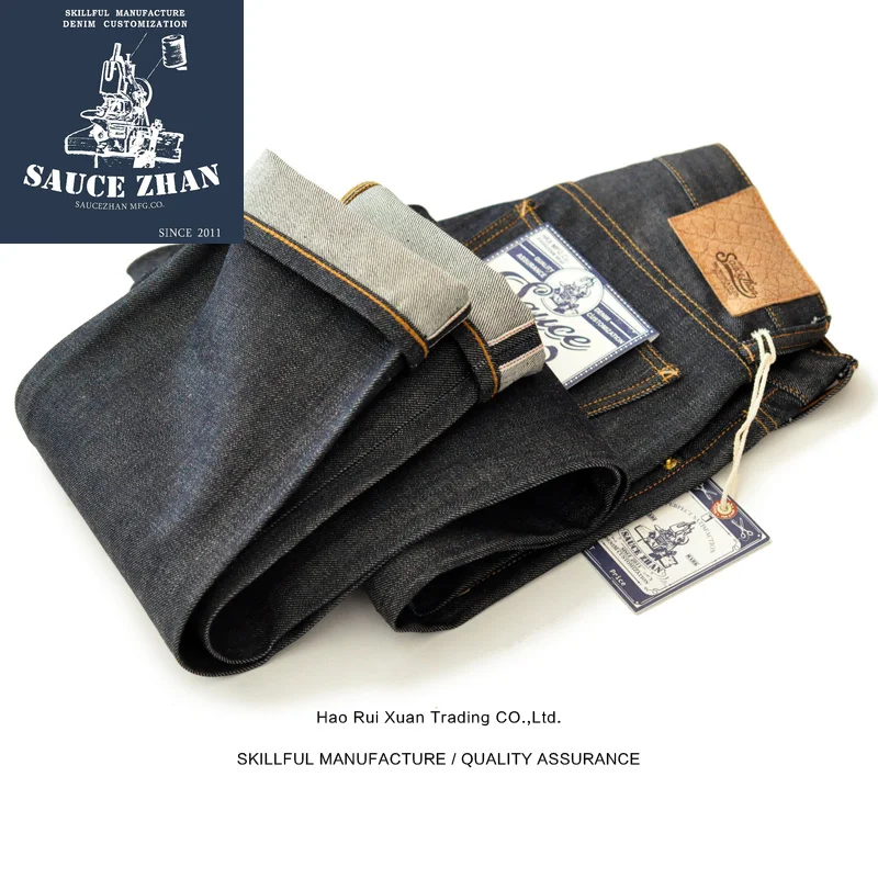 SauceZhan 315xx-см американский белый дуб конус мельницы деним Selvedge джинсы Индиго сырой деним американский Синий джинсы мужские джинсы