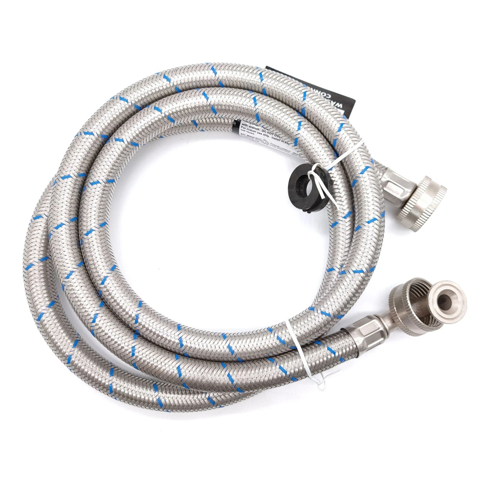 

Stainless Steel Washing Machine Hoses No-Lead Red and Blue Lined Water Inlet Supply Lines Universal 90 Degree Elbow