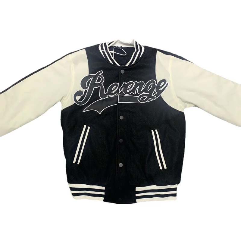 

22SS Classic Alphabet Baseball Uniform Revenge Jacket Men Women EU Size 100% Cotton Revenge Coat Hip Hop Autumn Winter Techwear