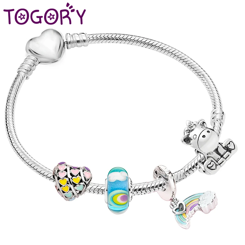 Silver Color Dreamland Charm Bracelets For Women Girls Fit Original Rainbow Murano Glass Beads Brand Bracelet DIY Making Jewelry | Украшения