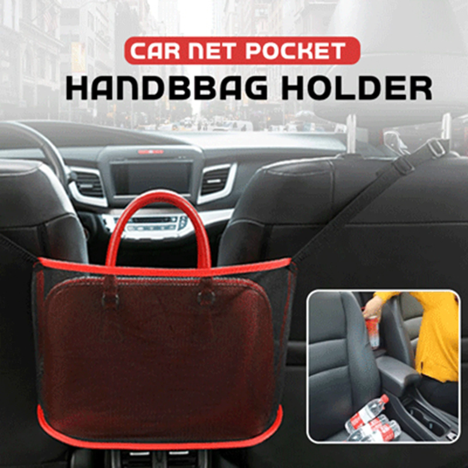 

Car Net Pocket Handbag Holder for Handbag Bag Documents Phone Valuable Items M8617