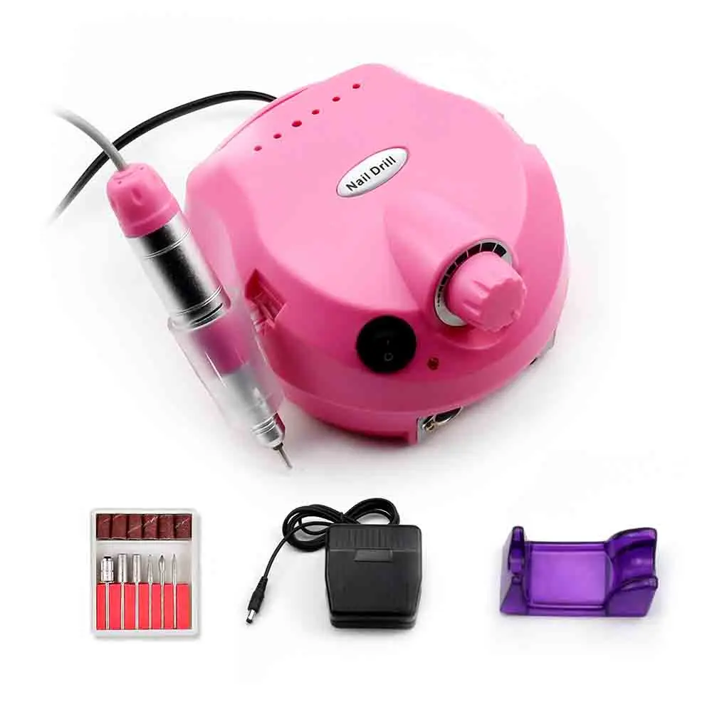 Pink Pro электрический ногтей сверлильный станок акрил 19,5 Вт 35000 об./мин. пилочка для ногтей дрель Маникюр Педикюр Набор для дизайна ногтей оборудование - Цвет: Pink