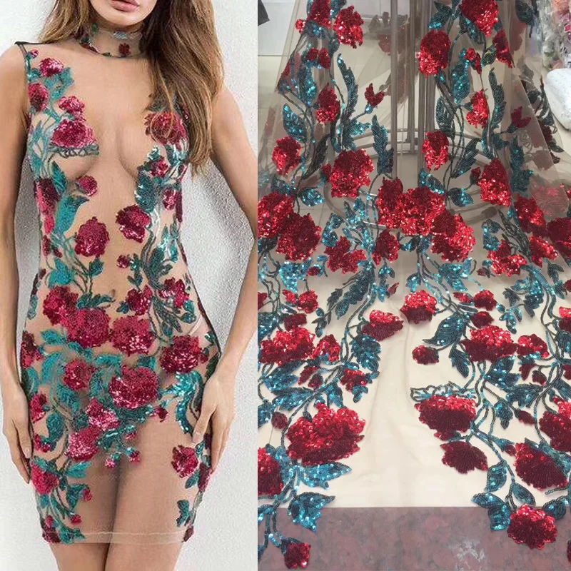 Новое поступление в африканском стиле тюль кружева ткани с блестками 5 ярдов