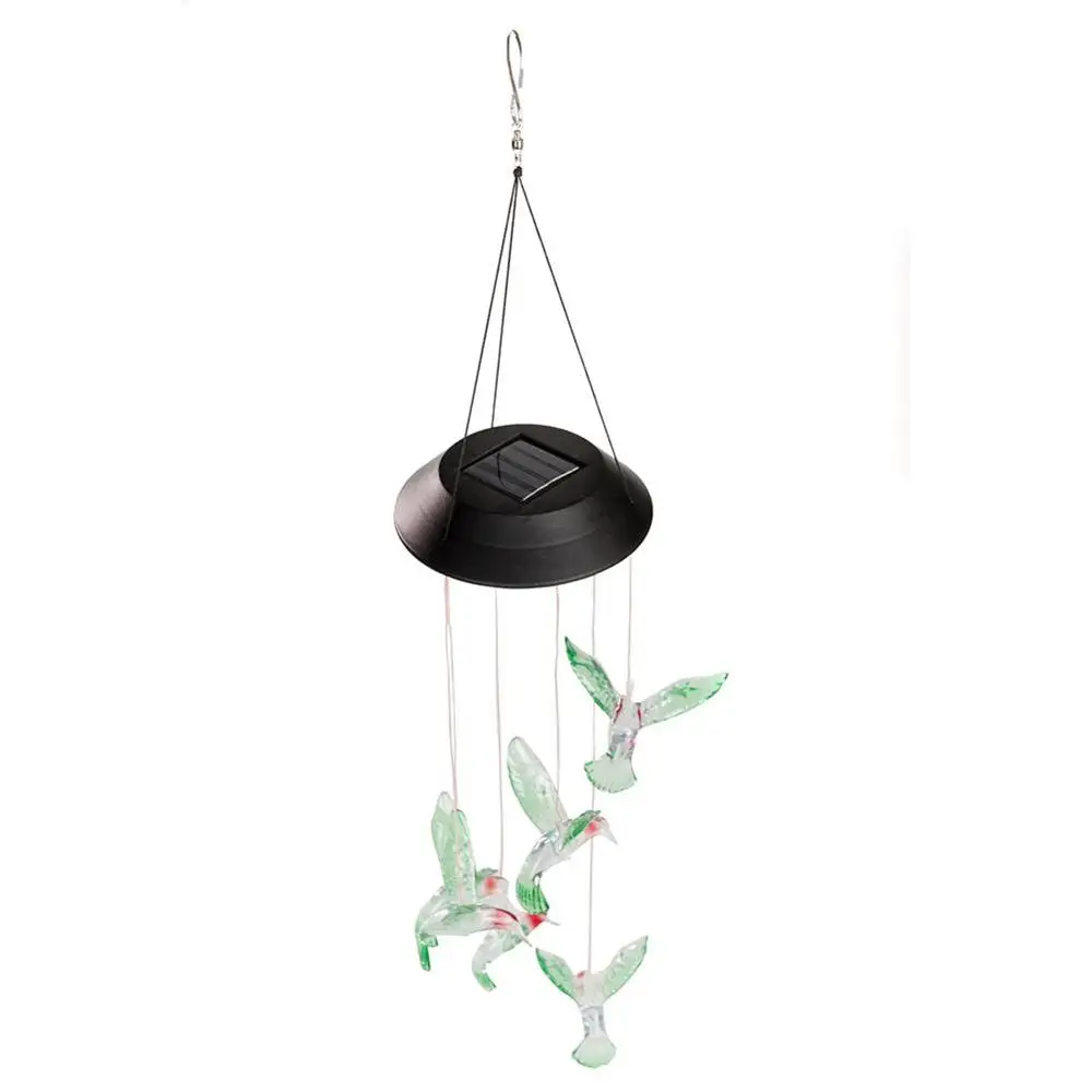 1PCS Hummingbird Солнечный светильник Колибри, ветряной колокольчик, меняющий цвет, светодиодный светильник на солнечной батарее, для виллы, двора, украшения сада, ландшафтный светильник ing - Испускаемый цвет: 1PCS Hummingbird