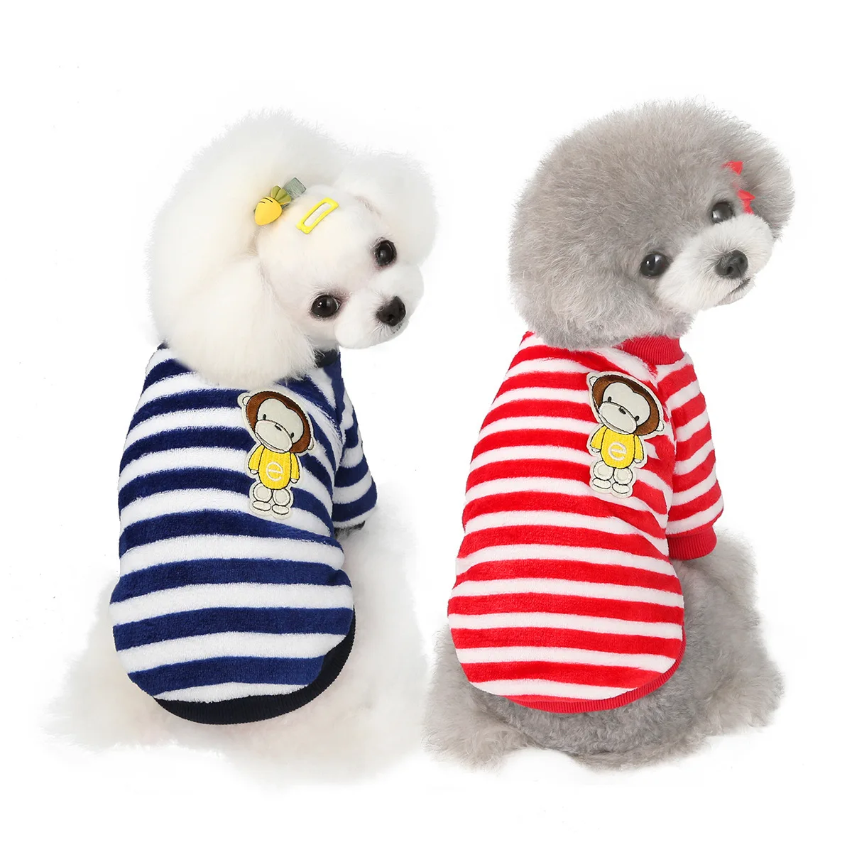 

Monkey Cartoon Fashion Strip Model Dog Clothes Pet Clothes for Small Dogs Hoodies Jackets Sweater Sweatshirt